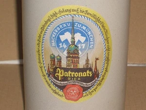 PATRONATS Bier - Hacker Bräu München - 1 Liter Steinkrug - Mitte 50er Jahre - Bild 1 von 2