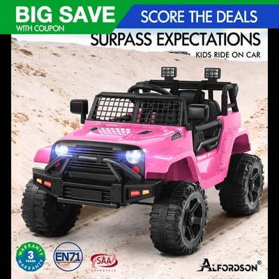 ALFORDSON Kids Ride On Car Toy Jeep Electric 12V 70W Motors R/C LED Lights Pink - image 1 of 4