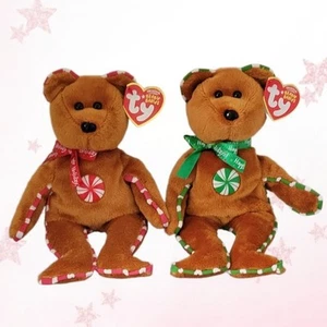 ⭐️PEPPERMINT & SPEARMINT⭐️ 2009 TY Original Beanie Babies GINGERBREAD - MWMT'S  - Bild 1 von 9