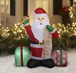 Holiday Time Santa With List Christmas Airblown Inflatable 4 Ft Tall Yard Decor - Picture 1 of 4