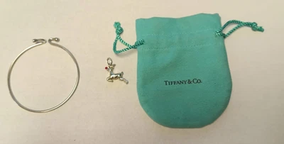 Tiffany & Co. Plata Esterlina Rodolph Nariz Roja Reno Esmalte Dije + Brazalete Foto 1 de 4