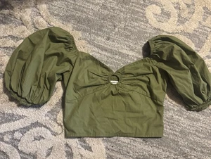 Abercrombie & Fitch - Top elástico ajustado manga abullonada verde XS para mujer - Imagen 1 de 5