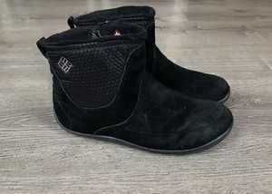 Columbia Omni Heat Booties Womens Size 9.5 Black Shorty Winter Boots Zip Suede - Picture 1 of 13