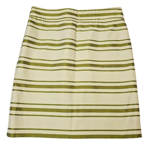 J. Crew Women's Striped Pencil Skirt Size 6 Cotton Blend Cream & Olive Green - Picture 1 of 9