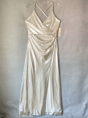 Eliza J Dress Long Evening Gown Silver Sequin Size 16 Ships Fast - Image 1 of 4