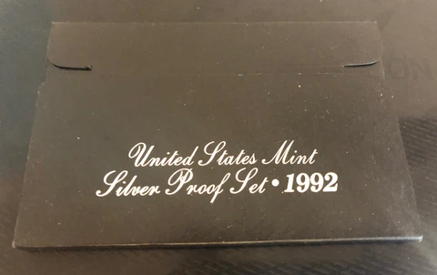 1992 S U S Mint Premier Silver Proof Set of 5 Coins in Original Box W/ COA Cover