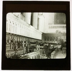 Antique Glass Magic Lantern Slide of an Unknown Cathedrals Interior - Imagen 1 de 2