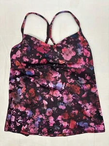 Athleta Vinyasa Support Workout Top Dappled Plum Size S Floral Print Purple - Picture 1 of 6