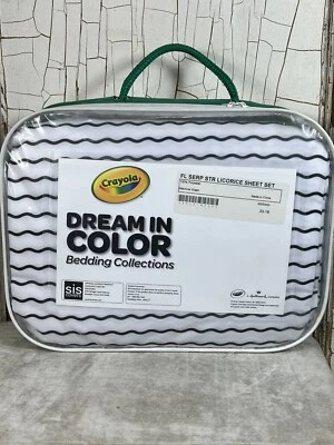 Crayola Dream In Color Full Sheet Set Serpentine Stripe Licorice Black White NEW - Image 1 of 4