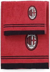Set 1+1 Asciugamani A.C. Milan Prodotto Ufficiale Misure Medio+ Asciugam Ospite - Picture 1 of 2