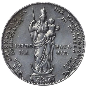 Germany Bavaria 2 guilders / 2 GULDEN  1855  Maximilian II Madonna Column Silver - Picture 1 of 2
