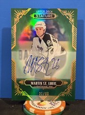 Martin St. Louis 2020-21 Upper Deck Stature Green Auto 21/65 Tampa Bay Lightning