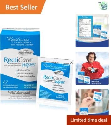 Medicated Anorectal Wipes - 5% Lidocaine for Rapid Pain Relief - 12 Pack - Image 1 of 4