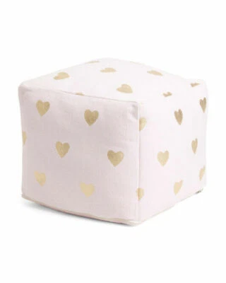 Niños, Niñas Puf Otomano Metálico Patrón Corazón, 17" x 14" (Elige Color) Foto 1 de 4