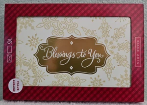 Tarjetas de Navidad en caja BENDICIONES A TI tarjetas y sobres de papel de aluminio dorado 16 piezas - Imagen 1 de 2