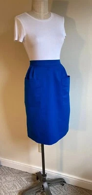 vintage high Waisted 1980s Electric Blue skirt Waist 26-28 inches Size Small - Image 1 of 4