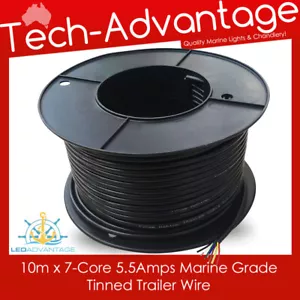 10M X MARINE TINNED 7-CORE WIRE BLACK SHEATHED ELECTRICAL TRAILER WIRING CABLE - Picture 1 of 3