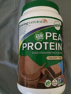 Growing Naturals - Batido de proteína de guisante vegano - PODER DE CHOCOLATE - ¡31,6 oz! Foto 1 de 4