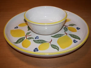 Vintage Chaparral Keramik USA Obst Chip Tablett befestigt Dip Schale Zitrone 11" Teller - Bild 1 von 7