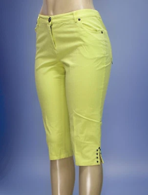 Pantalones capri para mujer Hearts of Palm elásticos amarillos talla pequeña 6P Foto 1 de 4
