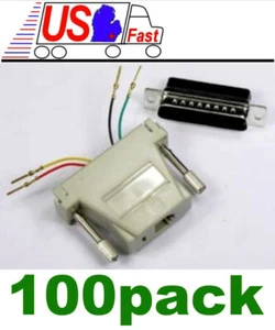 100pcs DB25pin Male~RJ11 4wire 6P4C Jack Modular Port Adapter Aux/Data/Telephone - Picture 1 of 1