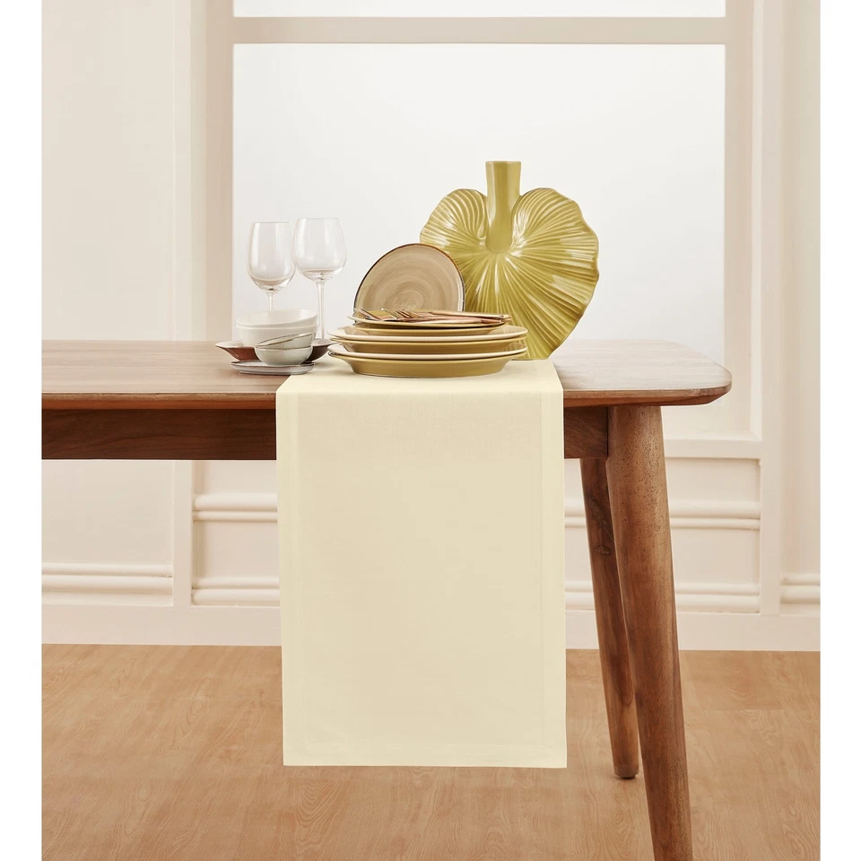 Solino Home Linen Table Runner for Fall Kitchen Decor, Dru, Cotton Linen Plain - Image 1 of 1