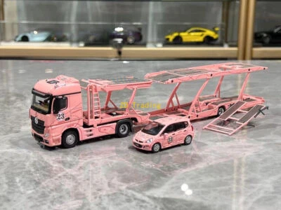 ZD 1:64 Pink Actros Gigaspace 4x2 Trailer Truck Fit GD3 Model Diecast Metal Car - Image 1 of 4