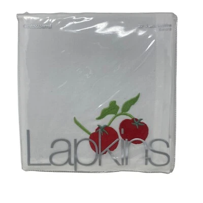 NIP CRATE & BARREL Set 6 Cotton PASTA LAPKINS NAPKINS BUTTONHOLES 22” square new - Image 1 of 4