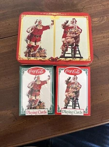 Coca-Cola Nostalgia Playing Cards Christmas 1994 - 2 Decks in Collectible Tin - Picture 1 of 4