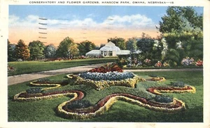 Omaha Nebraska Conservatory & Flower Gardens Hanscom Park 1946 Postcard - Picture 1 of 2