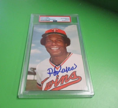 Rod Carew Minnesota Twins Autographed Signed 1978 Twins 3x5 Post Card PSA Slab - Image 1 of 4