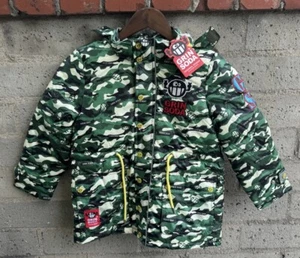 GRIN SODA Kid Youth Unisex Puffer Jacket Removable Faux Fur Hood Zipper Green 5T - Picture 1 of 20