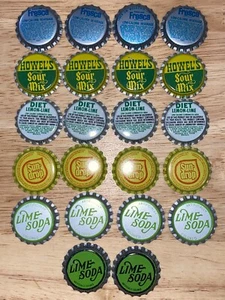 Vtg Sun Drop Howel's Sour Mix Fresca Lemon Lime Unused SODA BOTTLE CAPS Lot - Picture 1 of 6