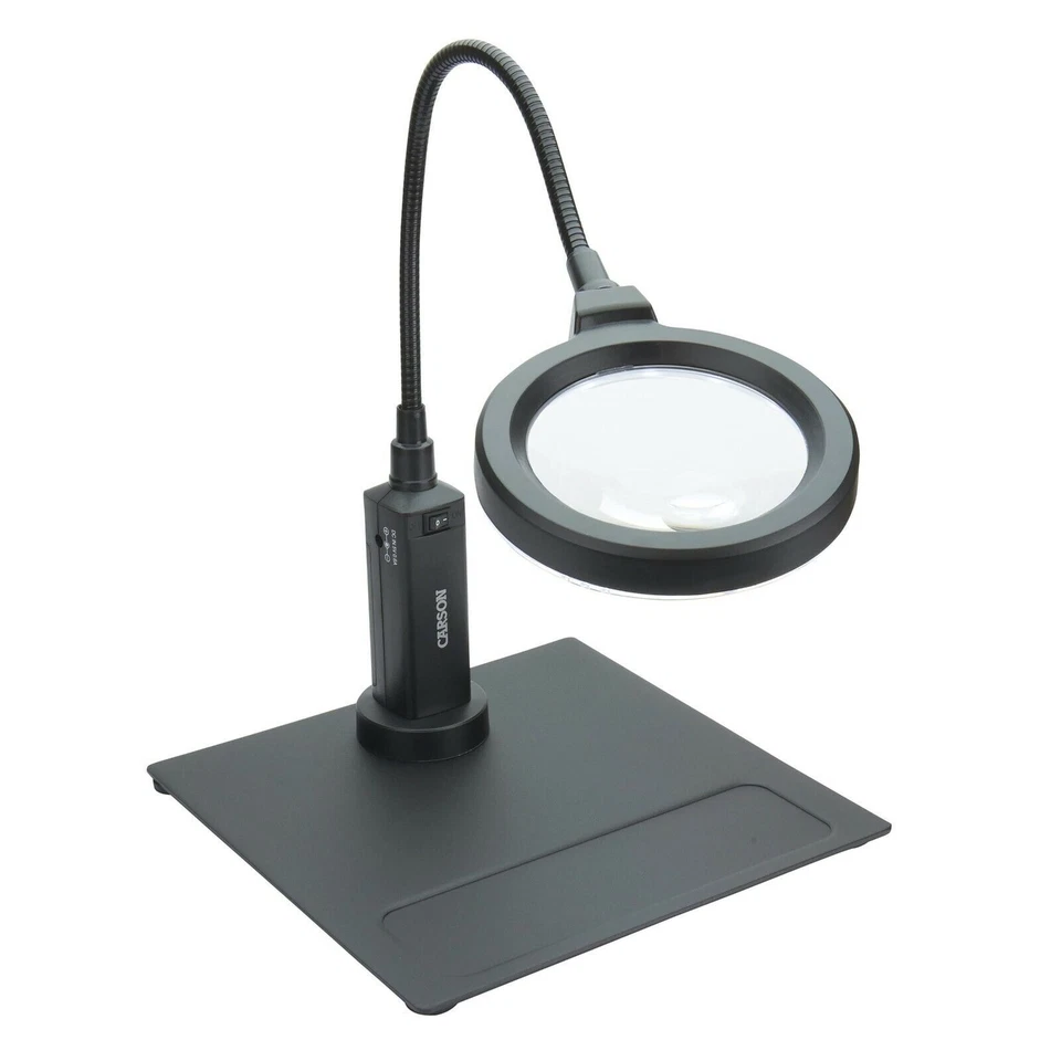 LED Lighted Magnifier/Magnetic Base 2x Power Gooseneck Flexible Carson MagniFlex - Image 1 of 4