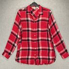 Old Navy Women’s Medium The Classic Shirt Red Plaid Button Down Viscose Flannel