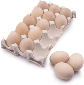 Sallyfashion 15Pcs Unpainted Wooden Fake Easter Eggs for Children DIY Game,Kitch - Picture 1 of 12