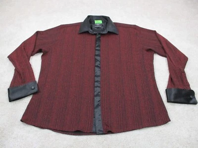 Barabas Shirt Adult 3XL XXL Red Black Cotton Stretch Casual Button Up Mens - Image 1 of 4