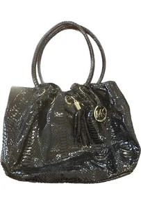 Michael Kors Black Snakeskin Python Shoulder Bag Handbag Purse - Picture 1 of 4