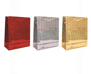 [Set of 3] Medium Holographic Gift Bags Shiny Paper Christmas, Birthday, Wedding - Picture 1 of 16