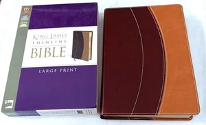 Bible King James KJV Large Print Thinline Lay Flat Leather - Foto 1 di 5