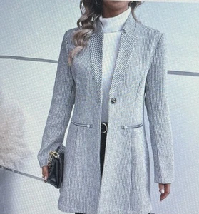Grey Plain Pocket Long Sleeve Outerwear XL - Picture 1 of 1