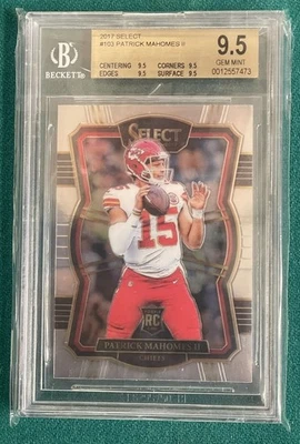 Patrick Mahomes 2017 Panini Select Rookie Card #103 BGS 9.5 True Gem Mint RC - Image 1 of 2
