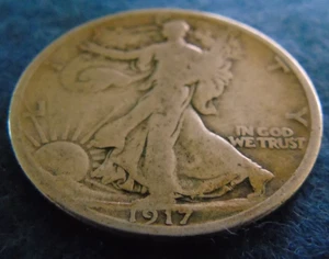 1917-P 1917P 1917 P WALKING LIBERTY 90% SILVER HALF DOLLAR 50C Cent Fifty 1/2 - Picture 1 of 6