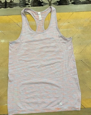 Camiseta sin mangas Under Armour para mujer rosa gris ajustada Threadborne Racerback Performance Foto 1 de 4