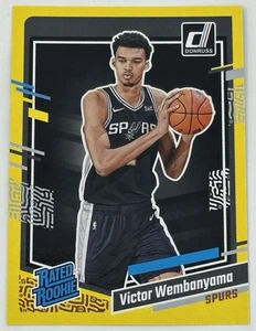 Victor Wembanyama 2023-24 Panini Donruss Rated Rookie Card RC #220 Yellow Flood - Picture 1 of 2