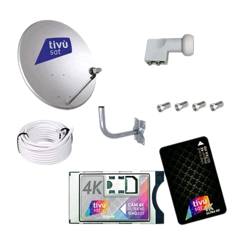 CAM HD 4K ULTRA TIVÙSAT + SCHEDA+PARABOLA 45CM +LNB +SUPPORTO + 20 METRI DI CAVO - Immagine 1 di 1