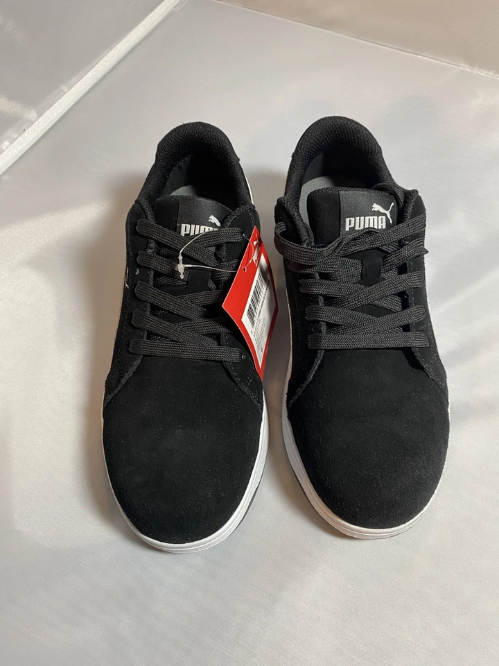Puma Iconic Black Suede Low Comp Safety Toe Work Sneaker Womens Shoes Size 8.5 M