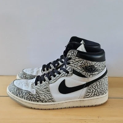 Nike Air Jordan 1 Retro High OG "White Cement" Sneaker Shoe White Grey Blk Sz 12 - Image 1 of 4