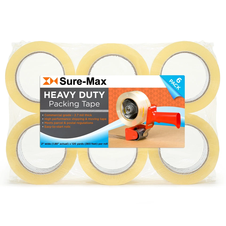 2" Heavy-Duty 2.7mil Clear Shipping Packing Moving Tape 120 yards/360' ea - Image 1 of 1