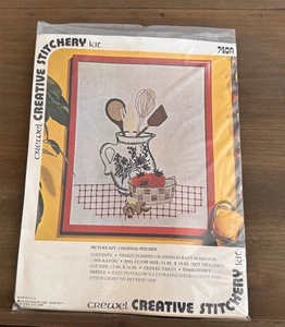 Vintage 70's Crewel Creative Stitchery Kit 740A Colonial Pitcher Wall Art - Bild 1 von 2